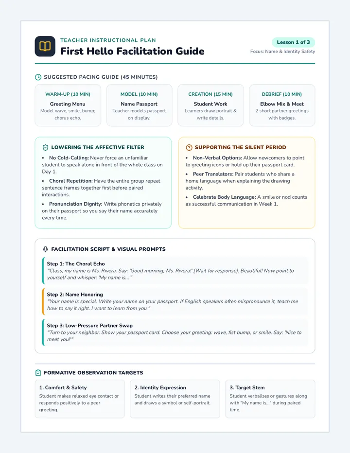 Greeting Routine Teacher Guide