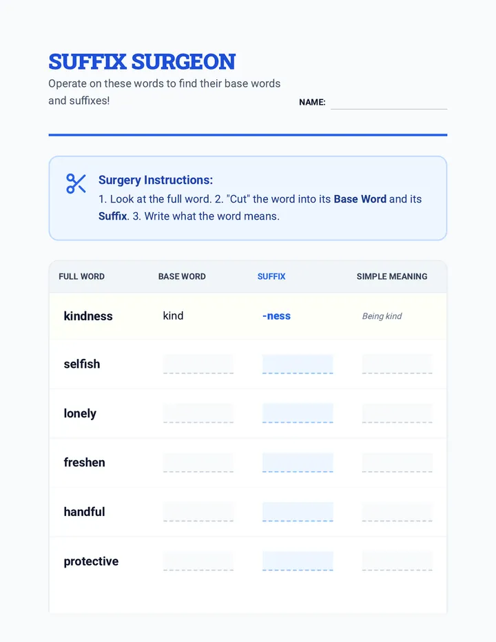 Suffix Surgeon Worksheet