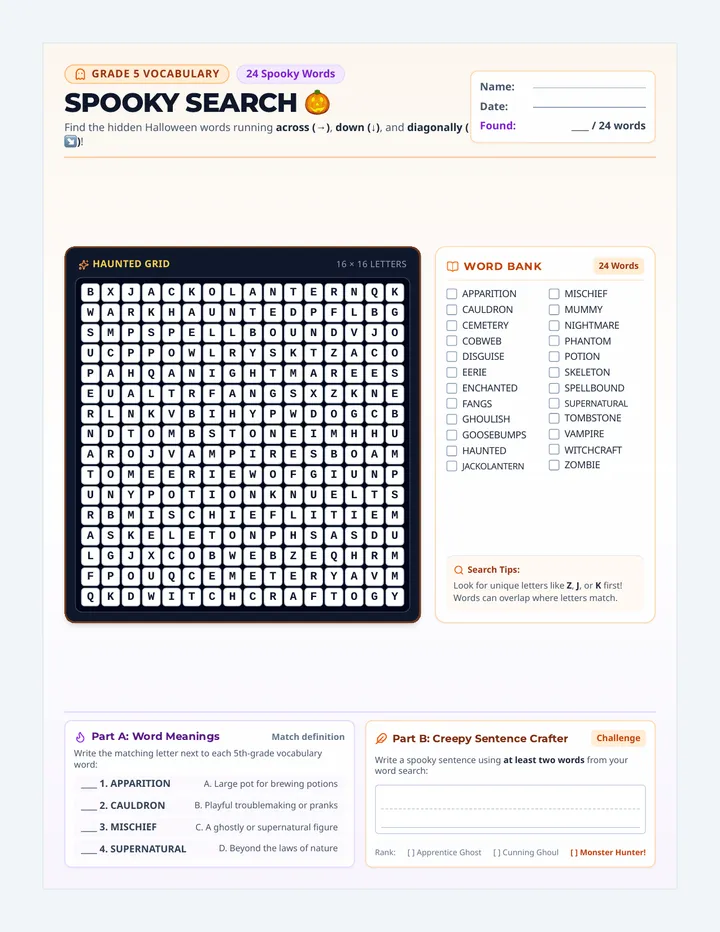 Spooky Search Puzzle