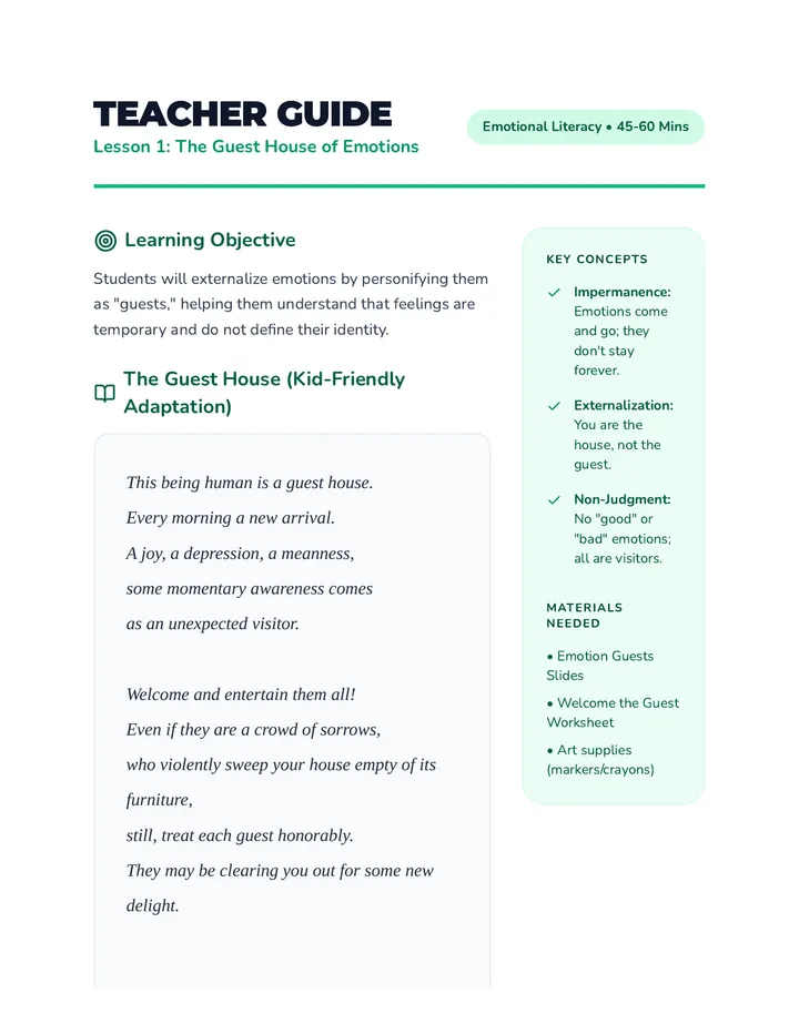 Visitor Guide Teacher Resource