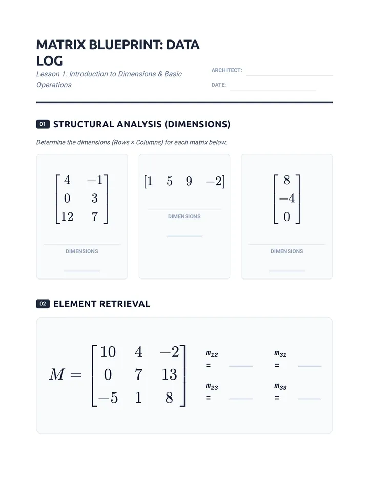 Matrix Blueprint Worksheet
