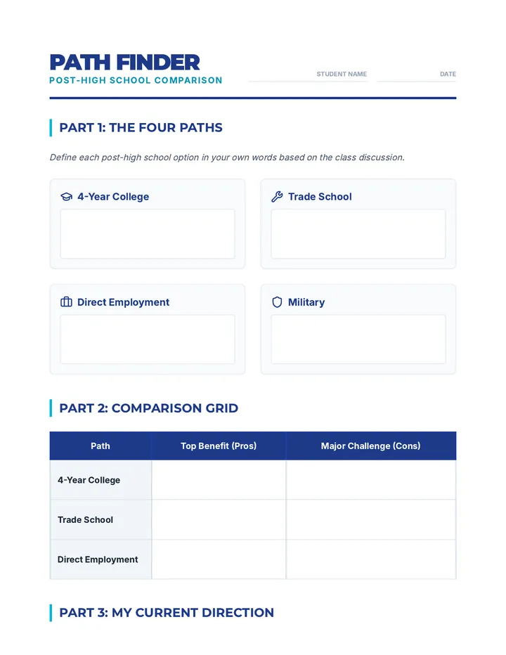 Path Finder Worksheet