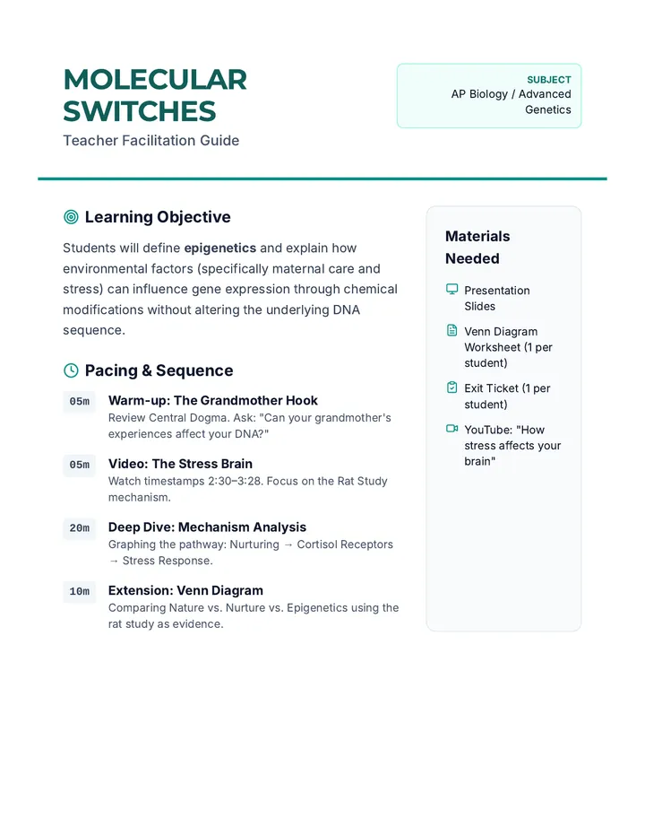 Molecular Switches Teacher Guide