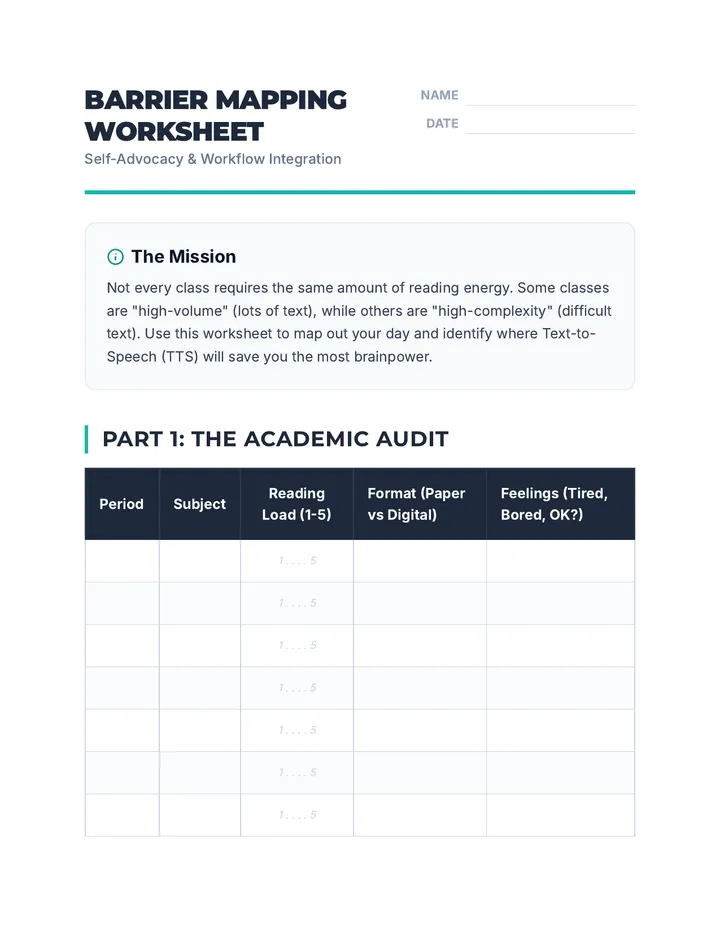 Barrier Mapping Worksheet