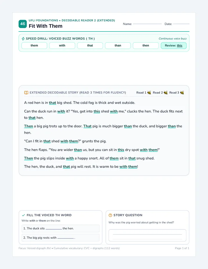 Fit With Them Decodable Reader