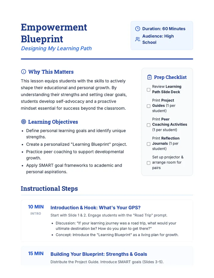 Empowerment Blueprint Lesson Plan