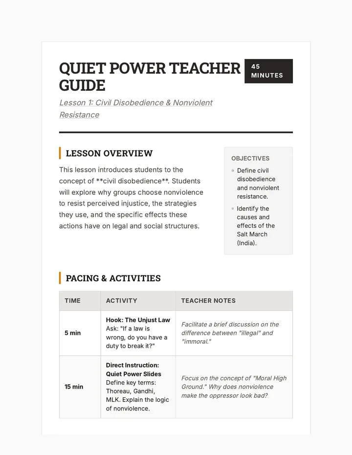 Quiet Power Teacher Guide