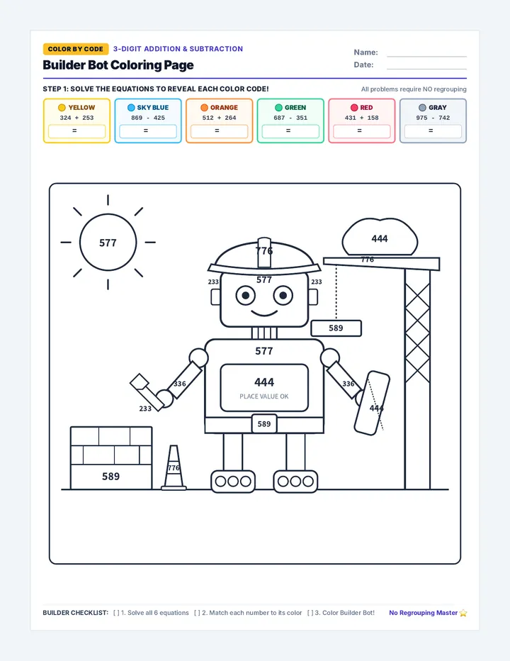 Builder Bot Coloring Page