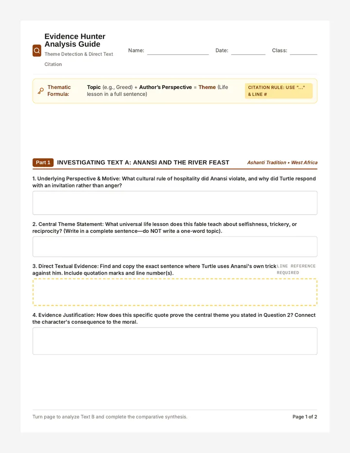 Evidence Hunter Analysis Worksheet