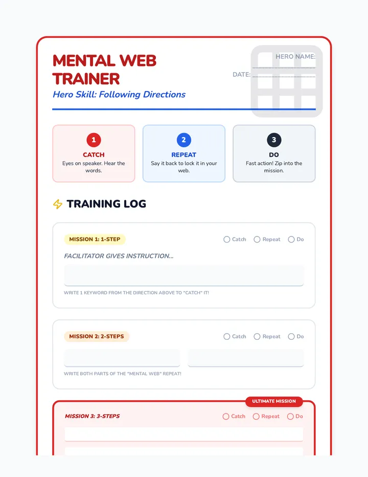 Mental Web Worksheet