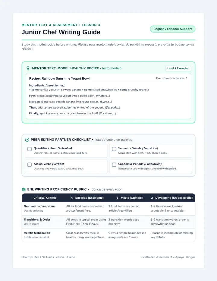 Junior Chef Writing Guide