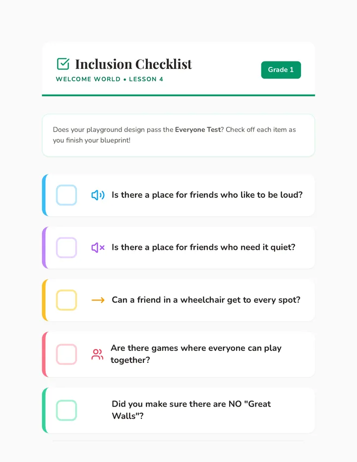 Inclusion Checklist