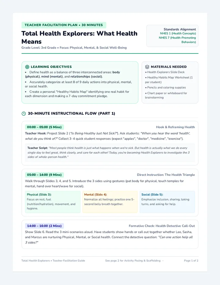 Health Explorers Teacher Guide