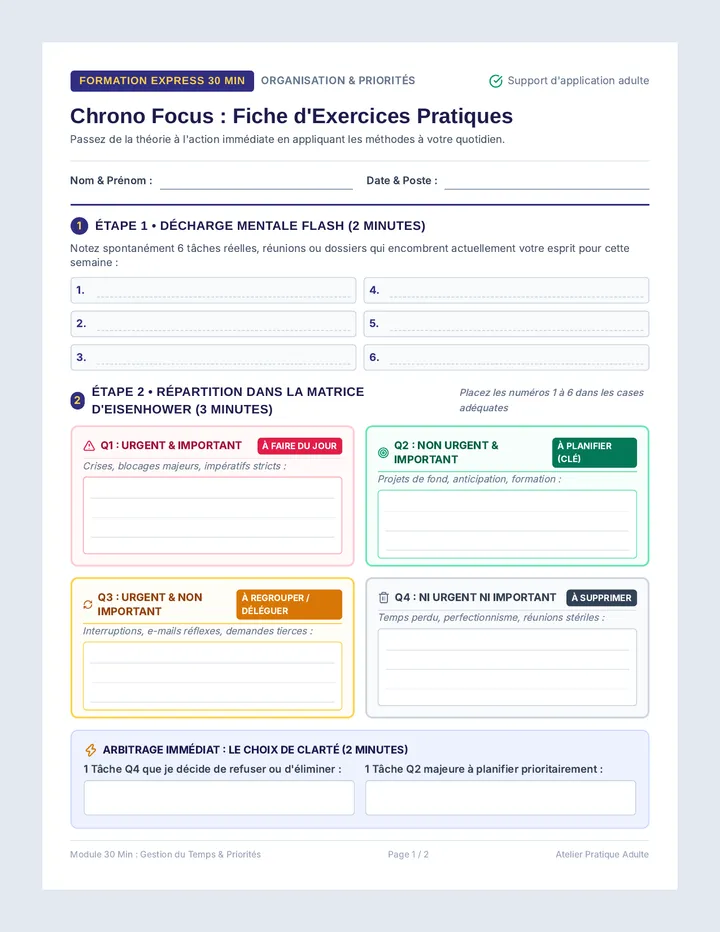 Chrono Focus Fiche Exercices