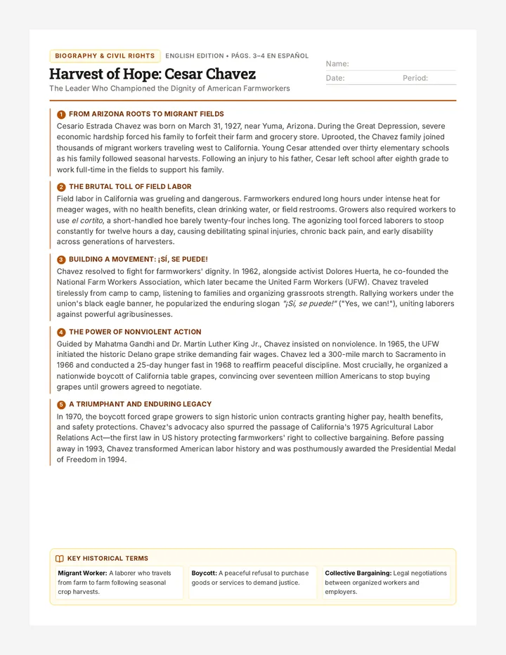 Harvest Hero Reading Worksheet