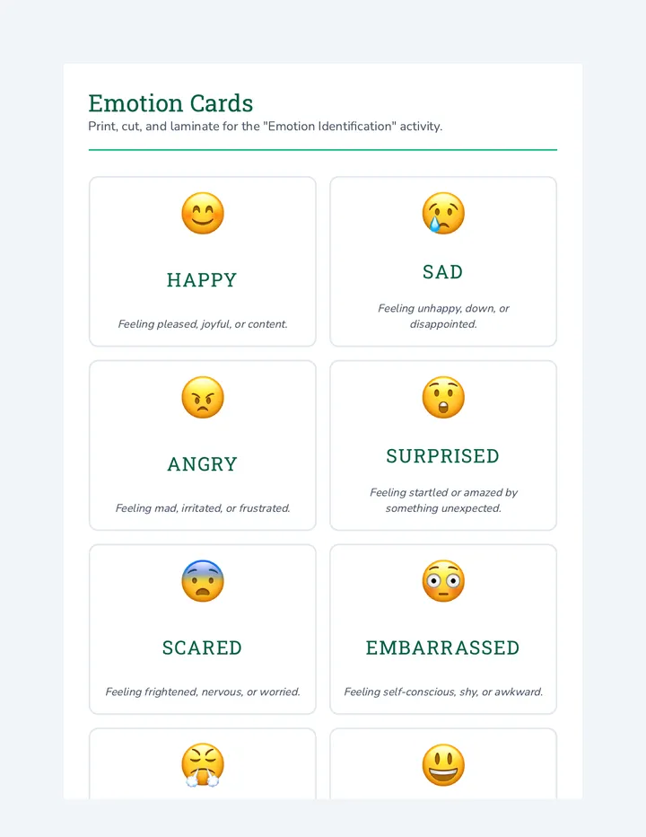 Emotion Cards Activity