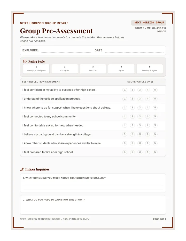 Next Horizon Pre Assessment