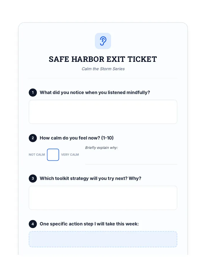 Mindful Listening Exit Ticket