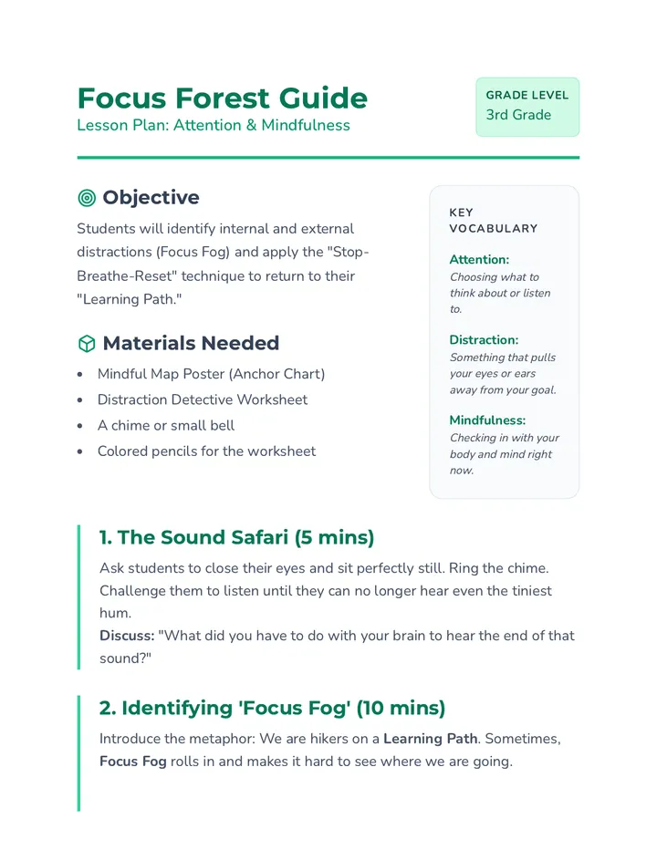 Focus Forest Guide Teacher Resource