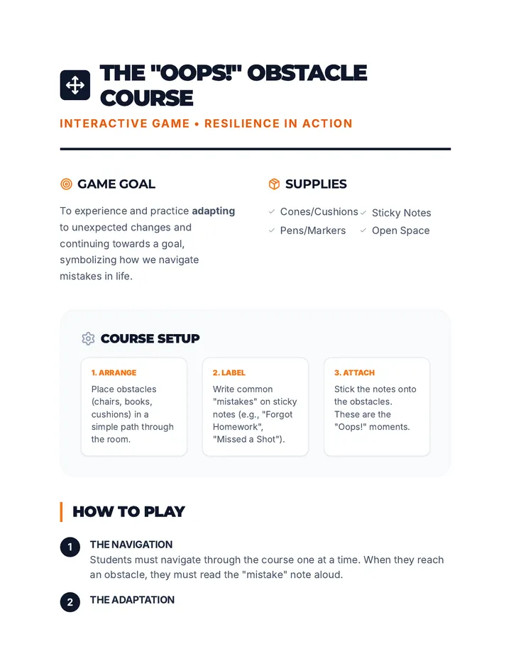 Oops Obstacle Course Game Guide