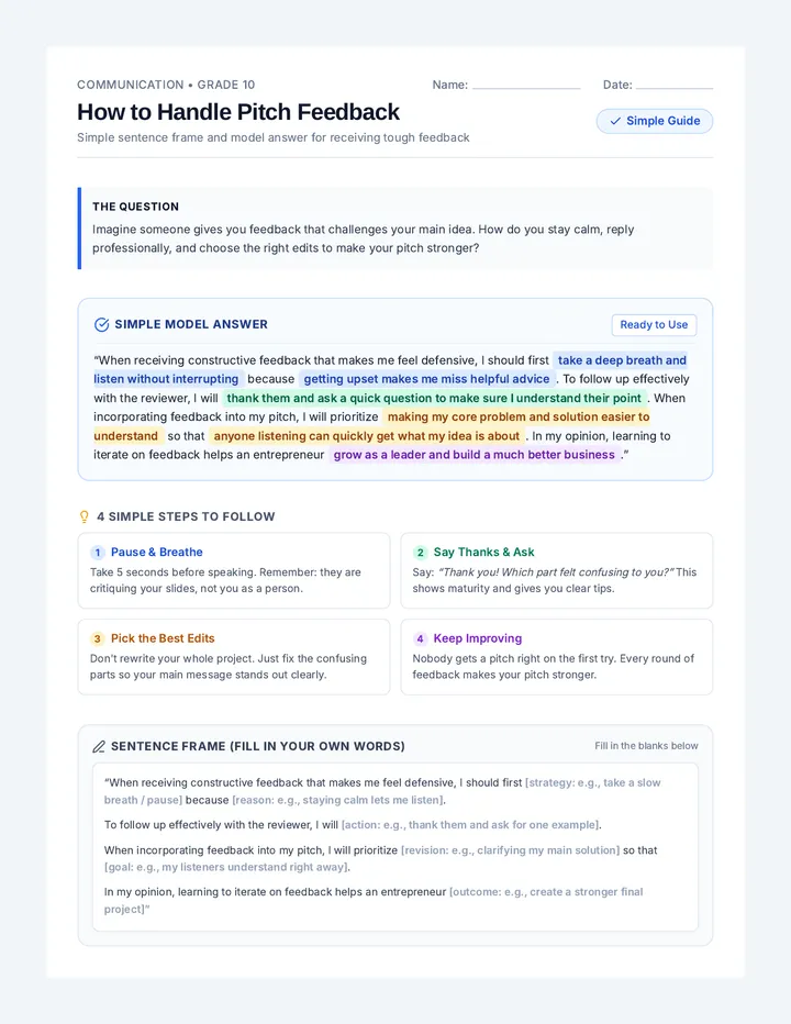 Pitch Feedback Response Guide