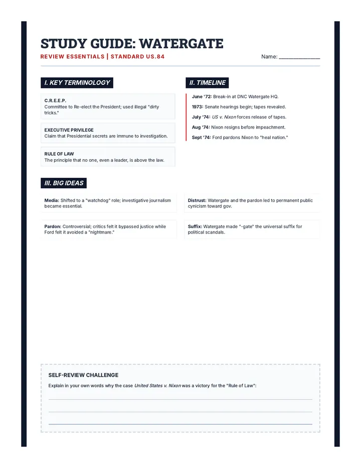 Watergate Breach Study Guide