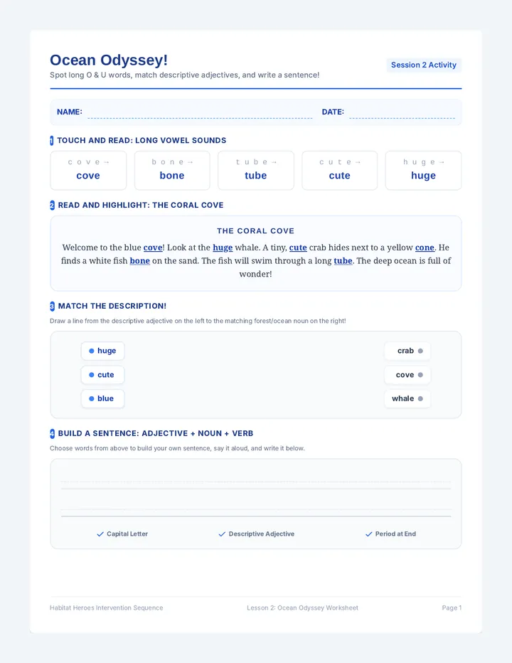 Ocean Odyssey Worksheet
