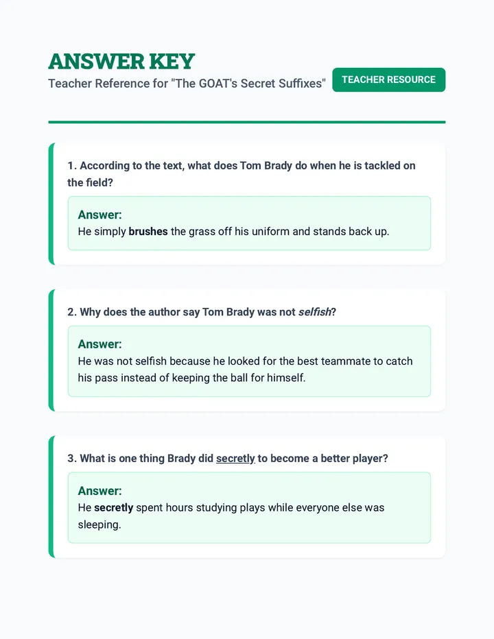 Brady Suffix Answer Key