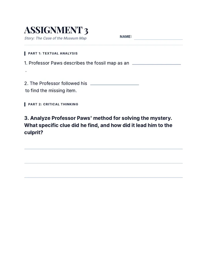 Museum Map 3 Worksheet Document