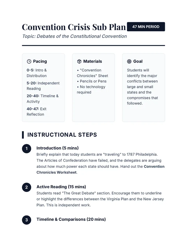 Convention Crisis Sub Plan