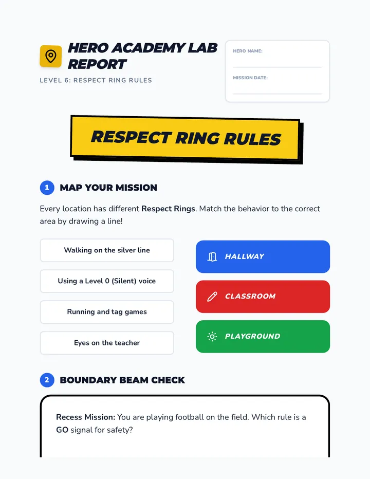 Respect Ring Rules Worksheet