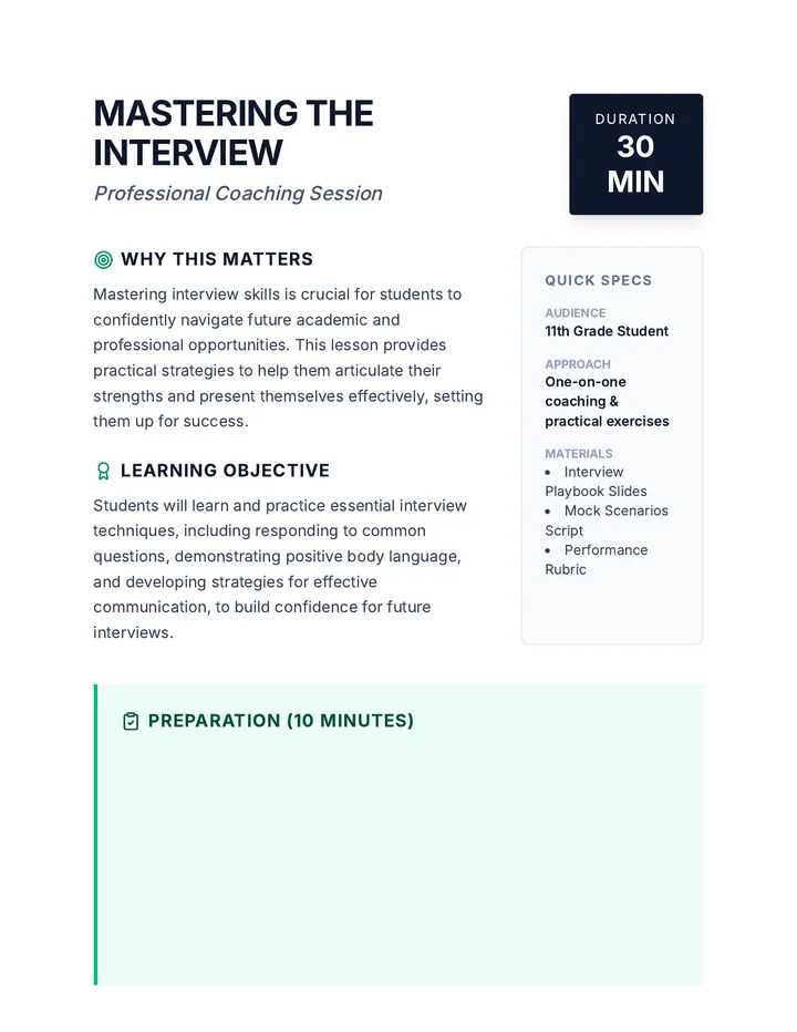 Mastering the Interview Lesson Plan