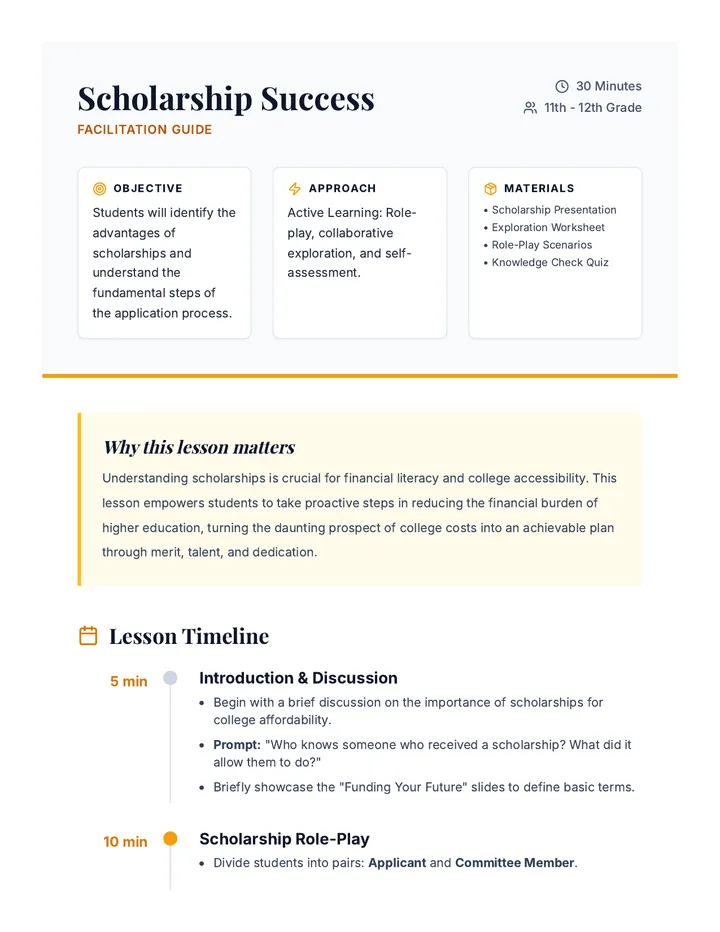 Scholarship Success Facilitation Guide