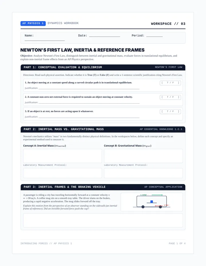 Newtonian Laws Worksheet