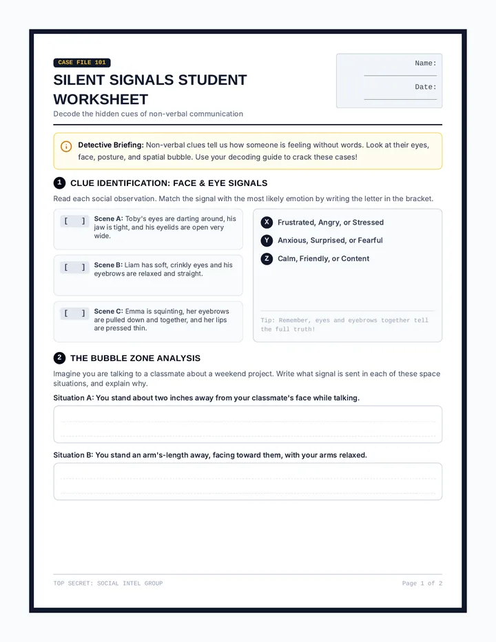 Silent Signals Worksheet