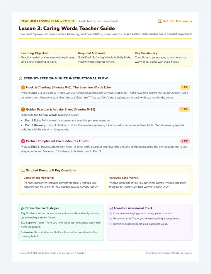 Caring Words Teacher Guide