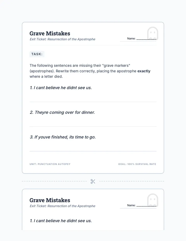 Grave Mistakes Exit Ticket