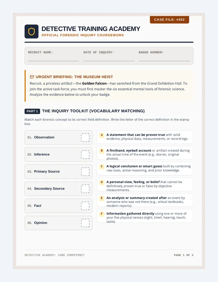Case File Detective Worksheet