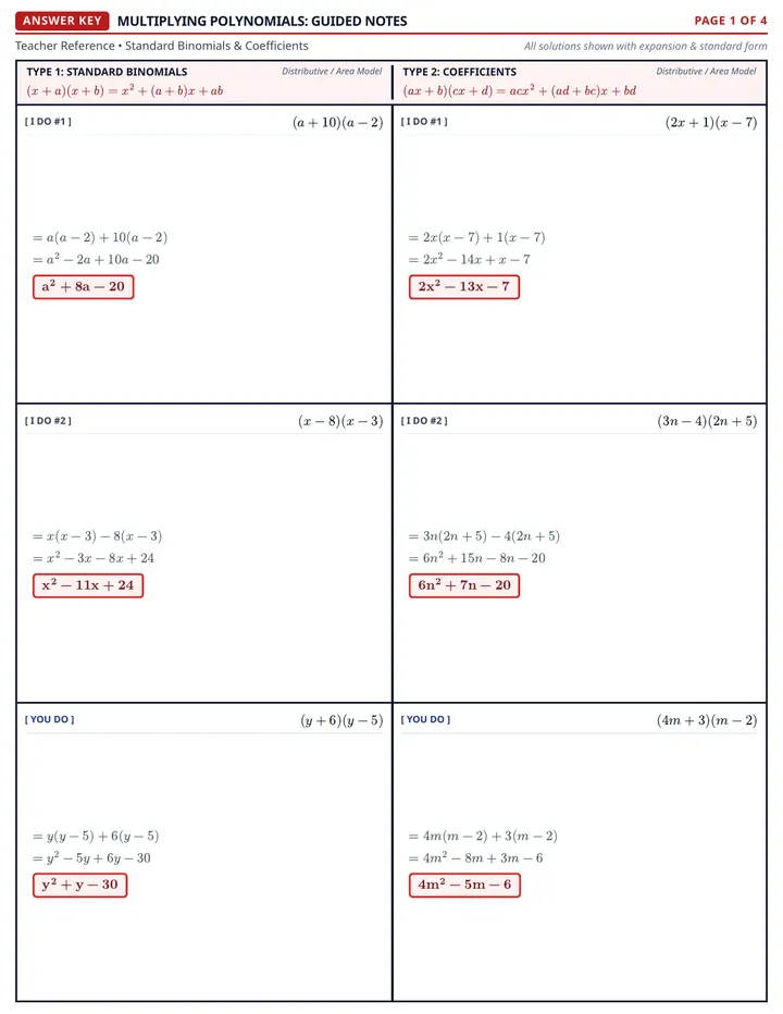 Polynomial Power Answer Key