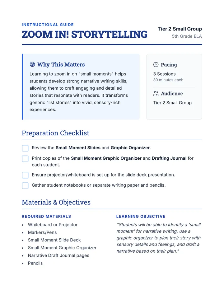 Zoom In Lesson Plan Guide