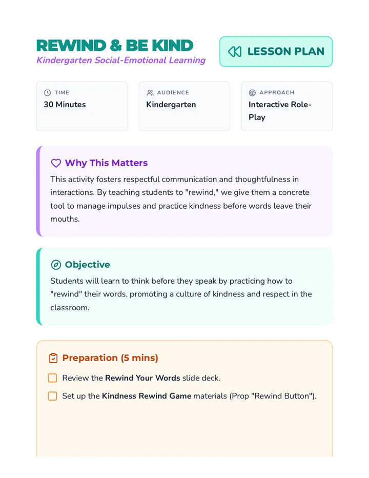 Rewind And Be Kind Lesson Plan
