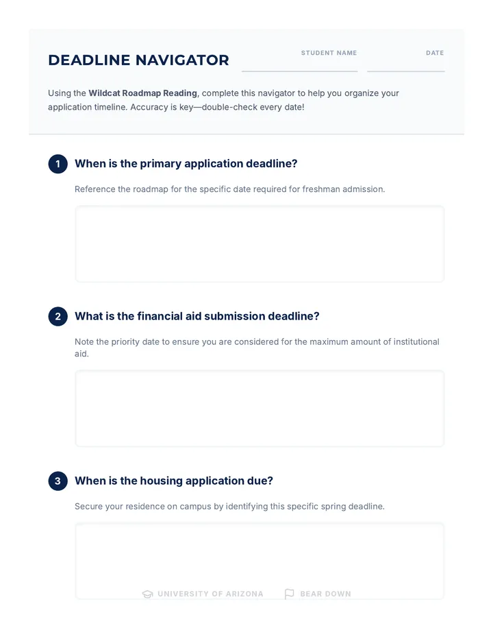 Deadline Navigator Worksheet