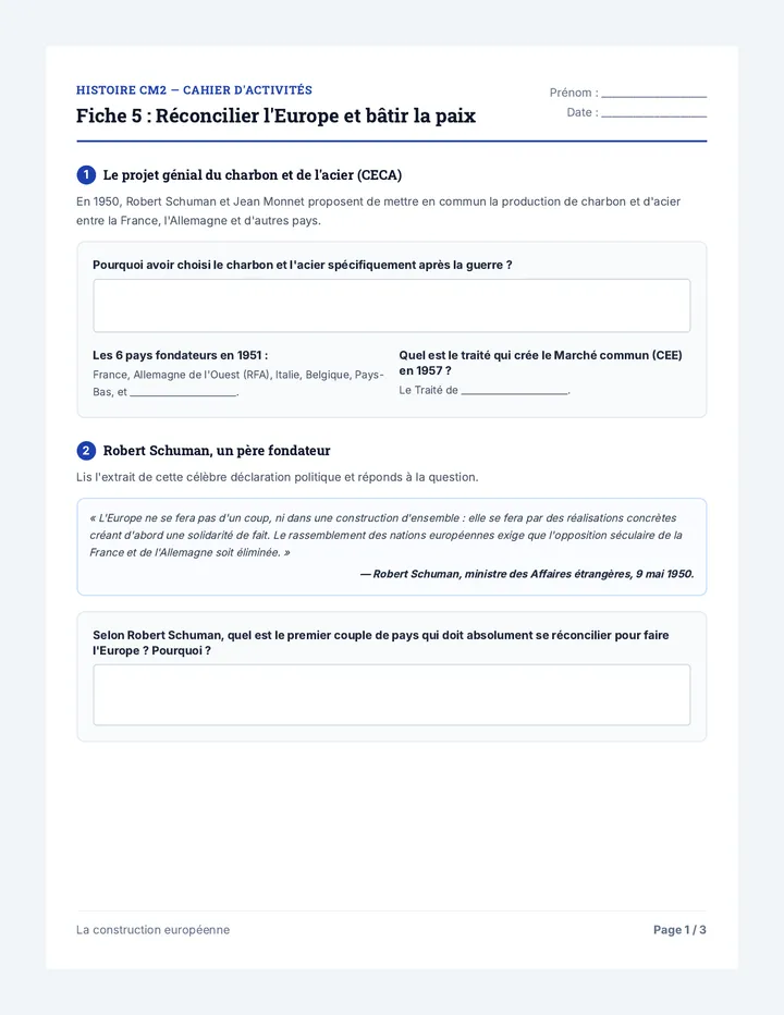 Citoyens du Continent Cahier d Activites