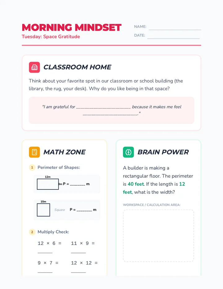 Tuesday Month 3 Week 3 Worksheet