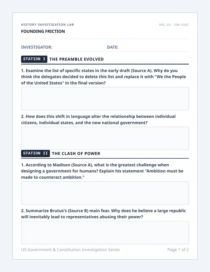 Friction Investigator Sheet