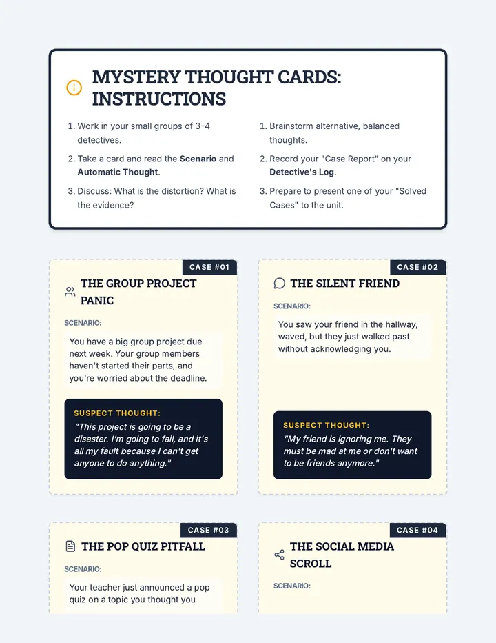 Mystery Thought Cards Game