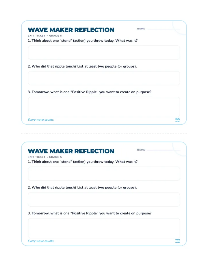 Wave Maker Exit Ticket