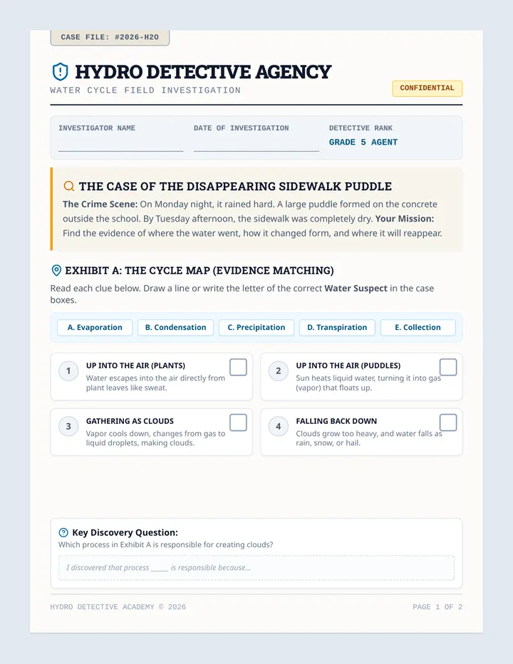Hydro Detectives Worksheet