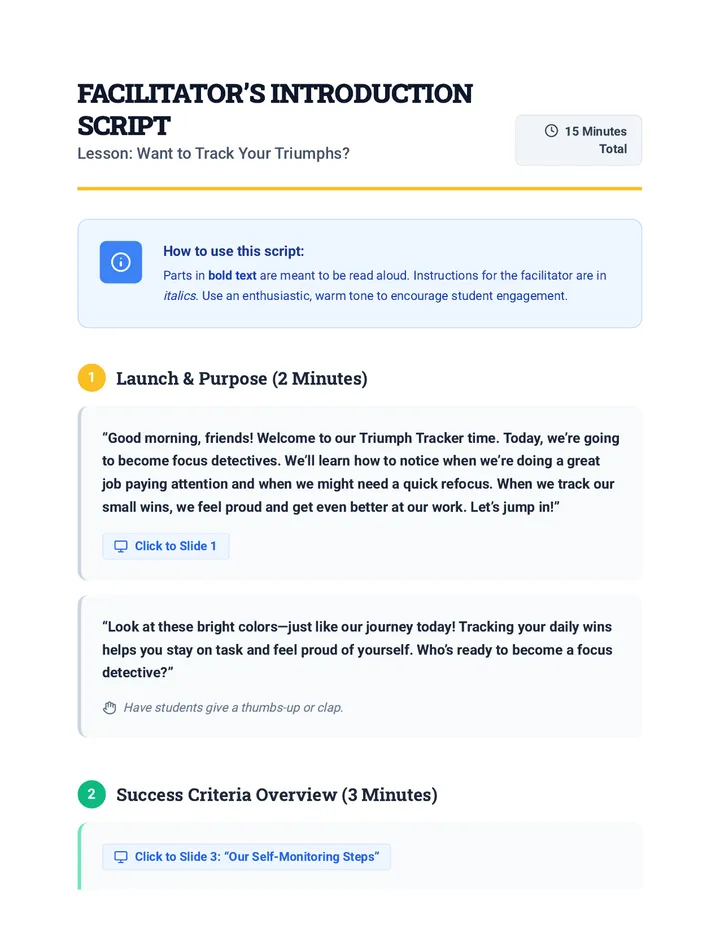 Facilitators Introduction Script