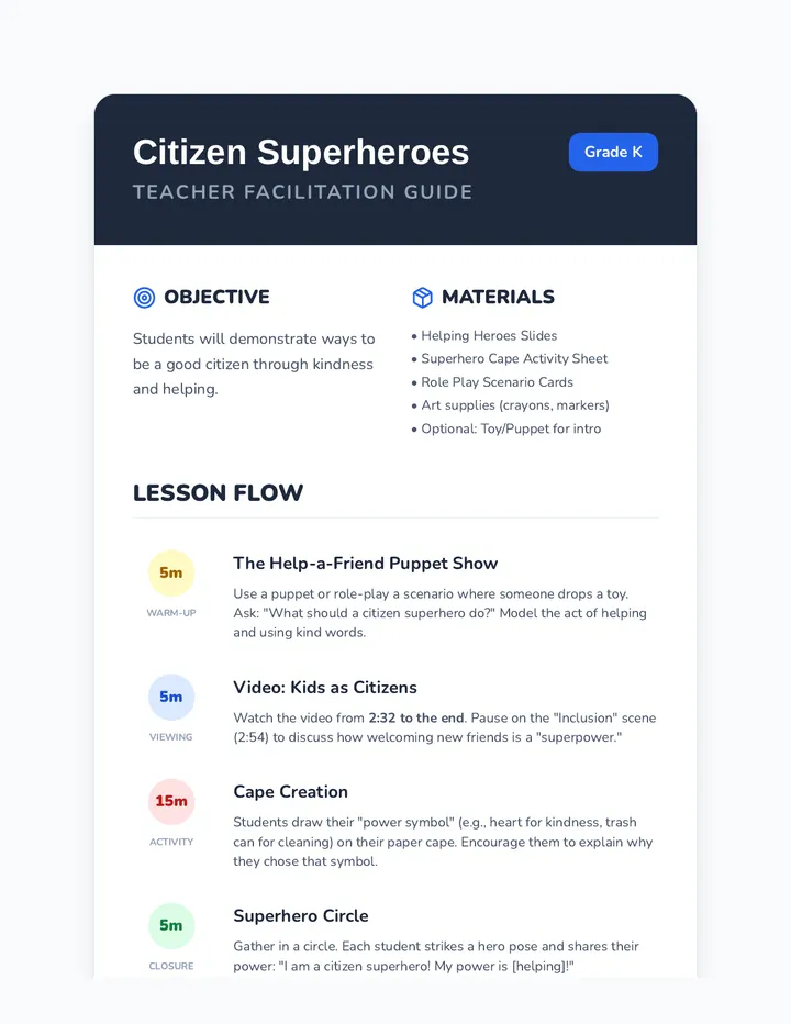 Citizen Superhero Teacher Guide
